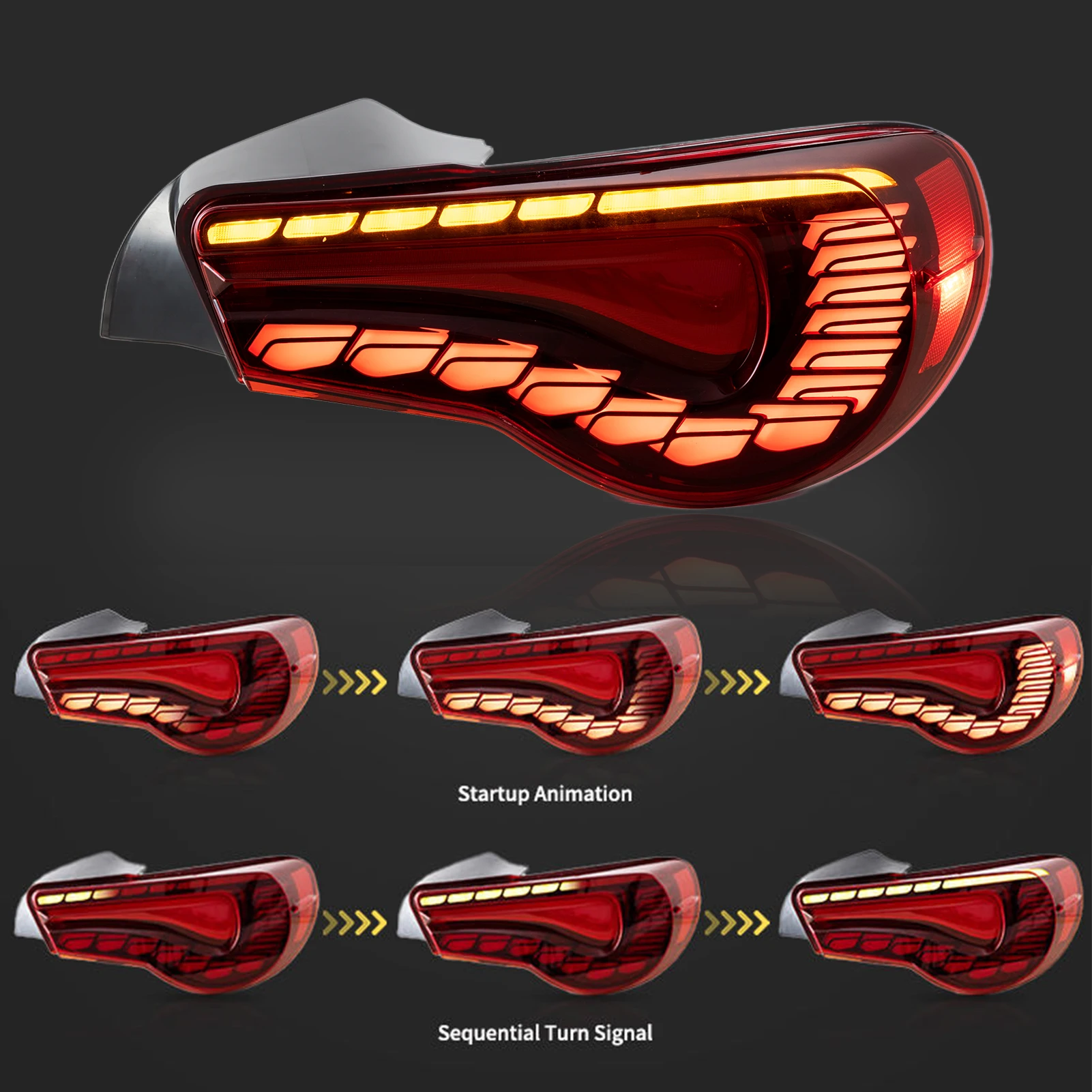 Для Subaru BRZ 2012 2013 2014 2015-2021 1 пара красная GTS полный задний динамический фонарь с