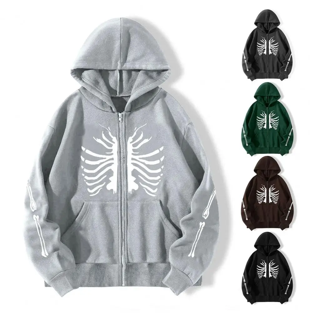 

2023 Women Autumn Coat Loose Hooded Long Sleeves Hat Pockets Gothic Style Thicken Plush Warm Thermal Women Jacket for Daily Wear