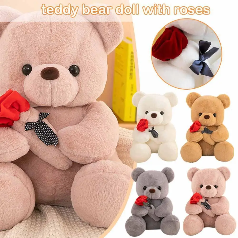 

Милая плюшевая игрушка в виде медведя с розой, 25 см