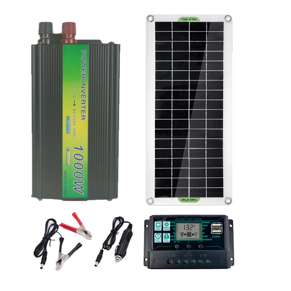 

Новая система питания солнечной панели 18 в 20 Вт + цифровой контроллер 12 В/24 В + инвертор солнечной энергии 1000 Вт в комплекте полная мощность