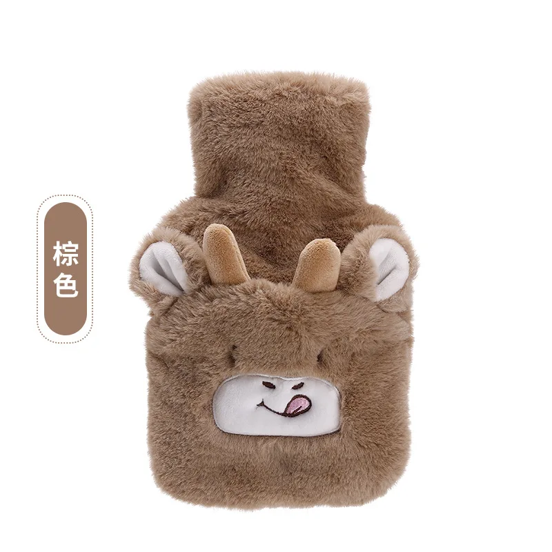 Winter Plush Water Bottle Bag Set Cute Cartoon Hot Water Injection Bags Small Portable Hand Clutch Warmer Storage Bag Rubber Bag