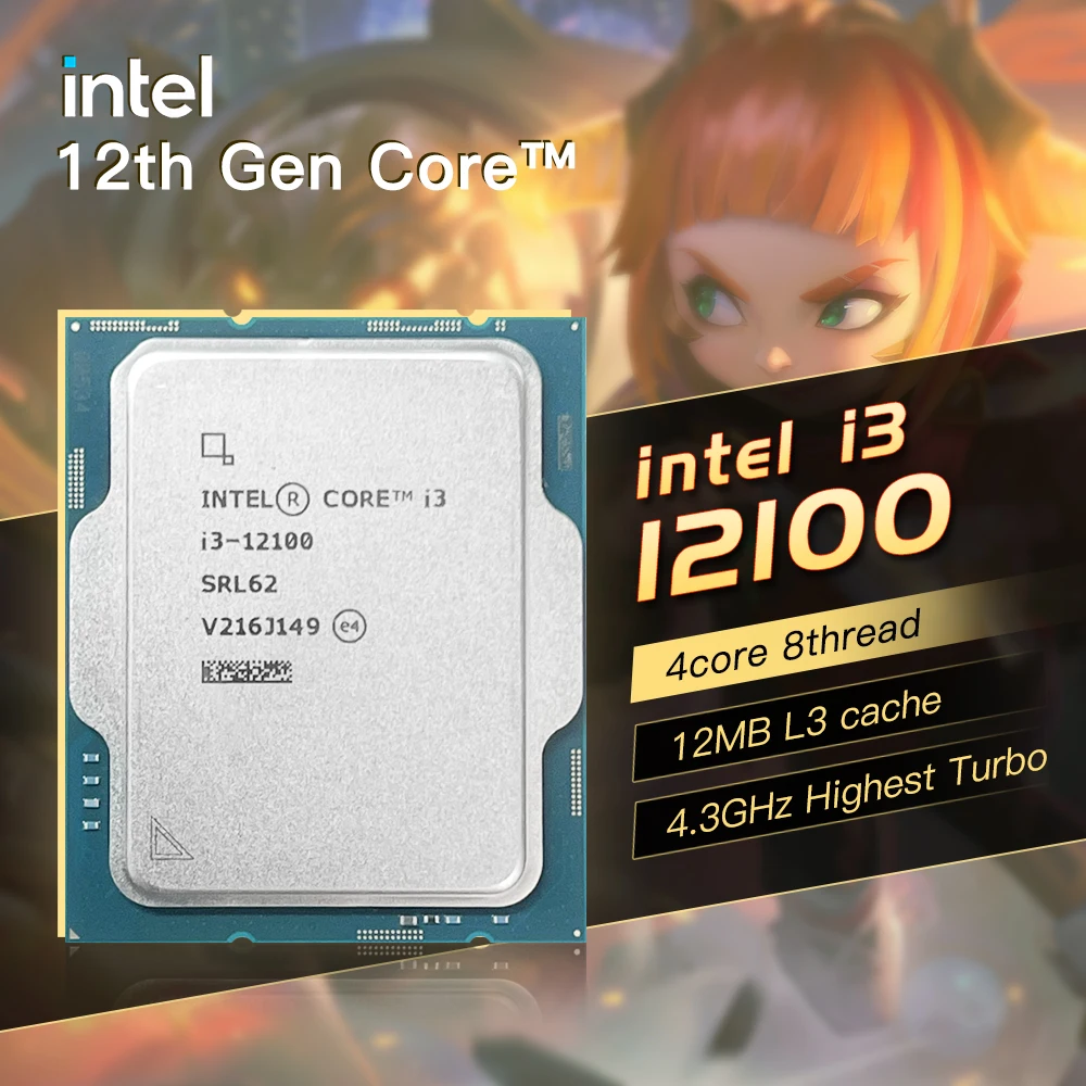 

Процессор Intel Core i3 12-го поколения i3 12100 4 ядра 8 потоков L3 = 12 Мб Процессор Intel 7 10 нм 4,3 ГГц 60 Вт 128G LGA 1700 новый процессор