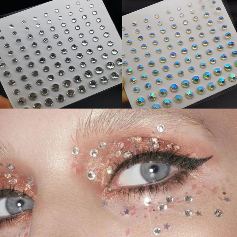 Crystal Tattoo Sticker Glitter Eyeliner Eyebrow Makeup Face Eyes Diamond Temporary Shiny Rhinestone 3D Eyeliner Makeup Stickers