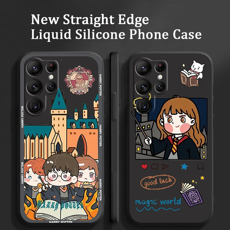 

Cartoon Potters Ring Harries Phone Case For Samsung Galaxy S23 S22 S21 S20 FE S10 Plus Lite Ultra 5G Liquid Rope Soft TPU Cover