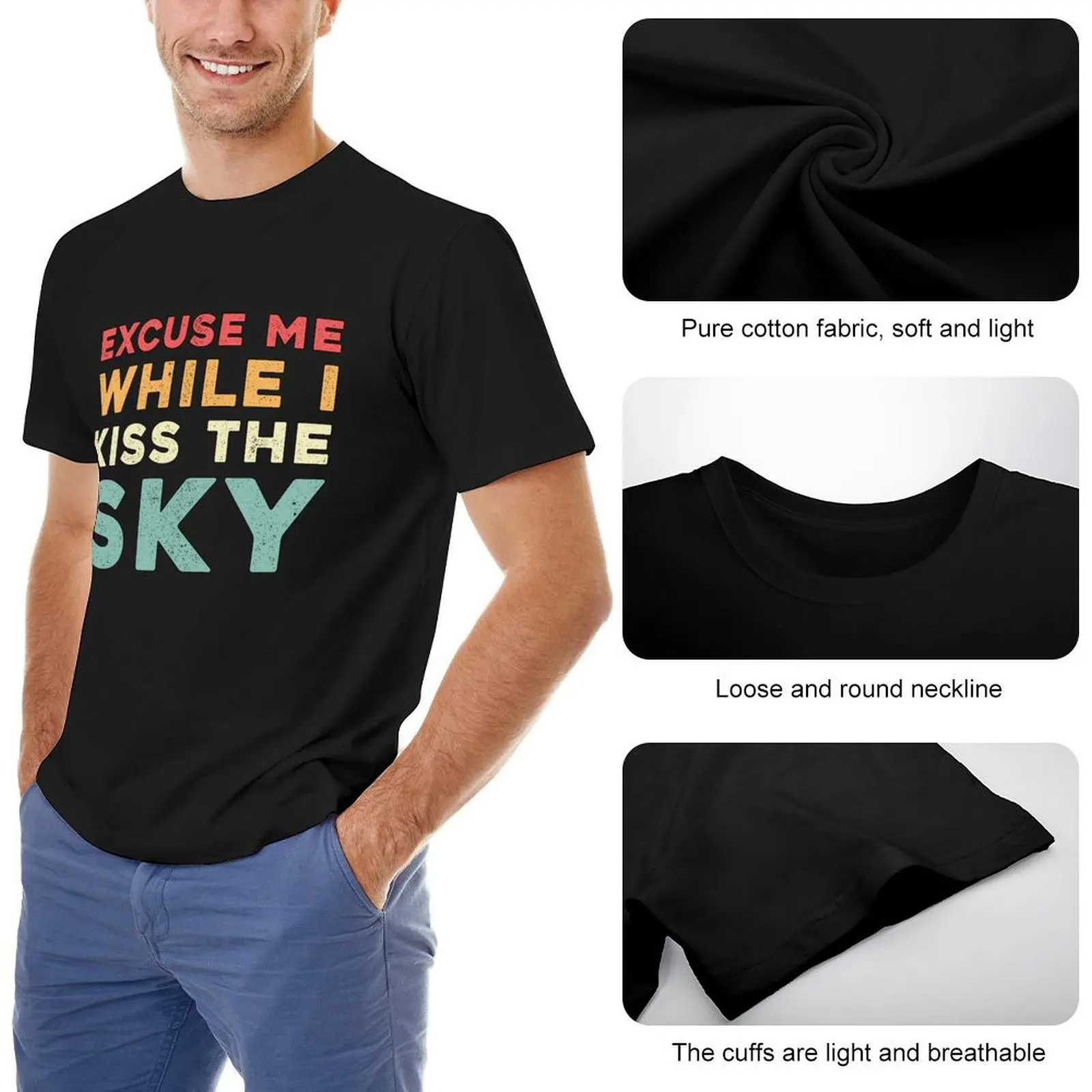 Винтажная футболка Skydiver Excuse Me While I Kiss The Sky уличная одежда мужские рубашки с аниме