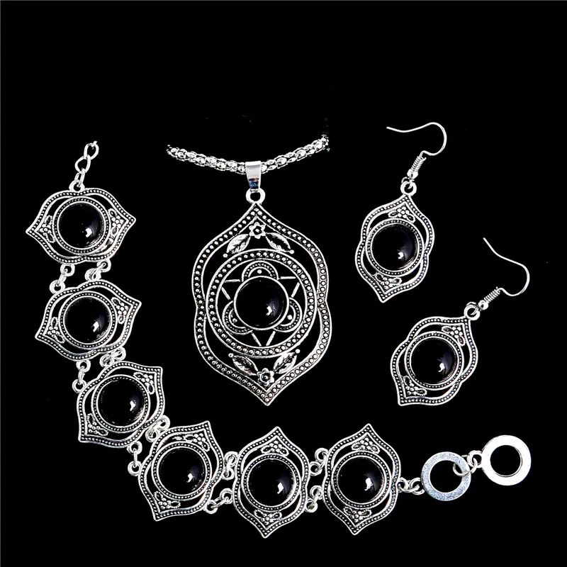 Бирюзовые Ювелирные наборы в национальном ретро стиле кулон серьги браслет