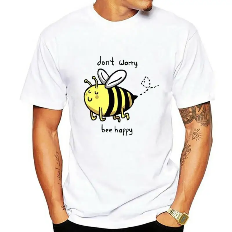 

Футболка женская свободного кроя, милый мультяшный принт пчелы, 100% хлопок, модная повседневная рубашка, большие размеры, на лето