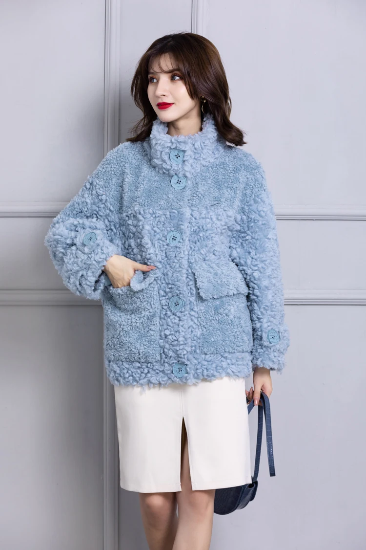 Women's Winter Jacket 100% Wool Overcoat Real Fur Coats Turn-down Collar Thick Warm Outerwear Fashion Streetwear Casual Clothing