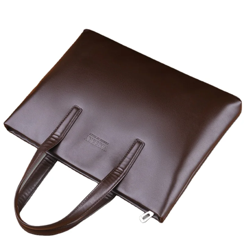 Men's Leather Handbag Office Business Briefcase Laptop Bag Men's Casual Shoulder Messenger Bag 2022 Simple Horizontal Style