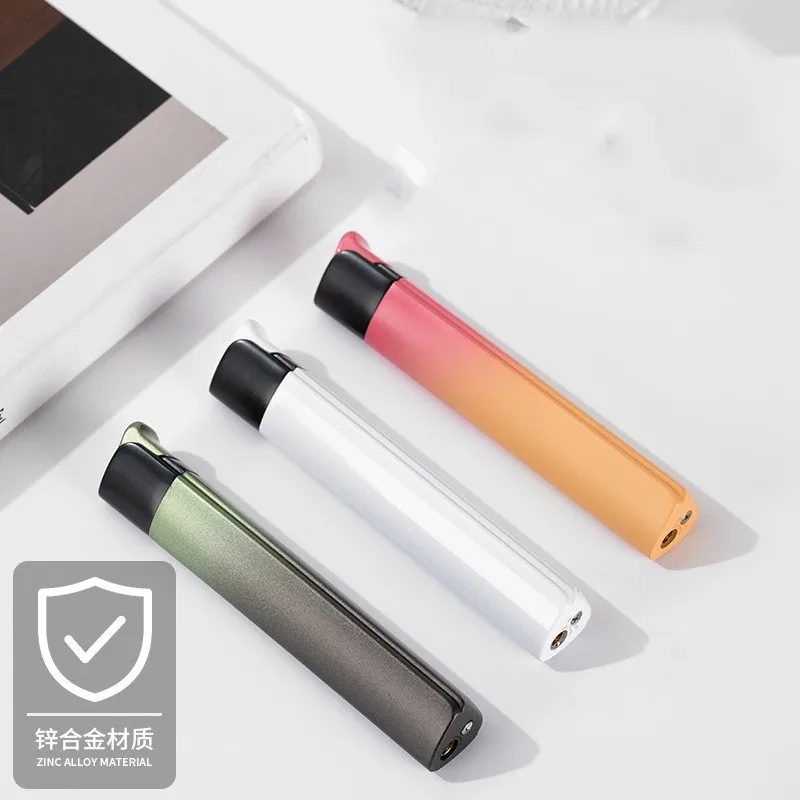 2023 Creative Personalized Windproof Metal Durable Electronic Open Flame Inflatable Lighter Portable Outdoor Lighter