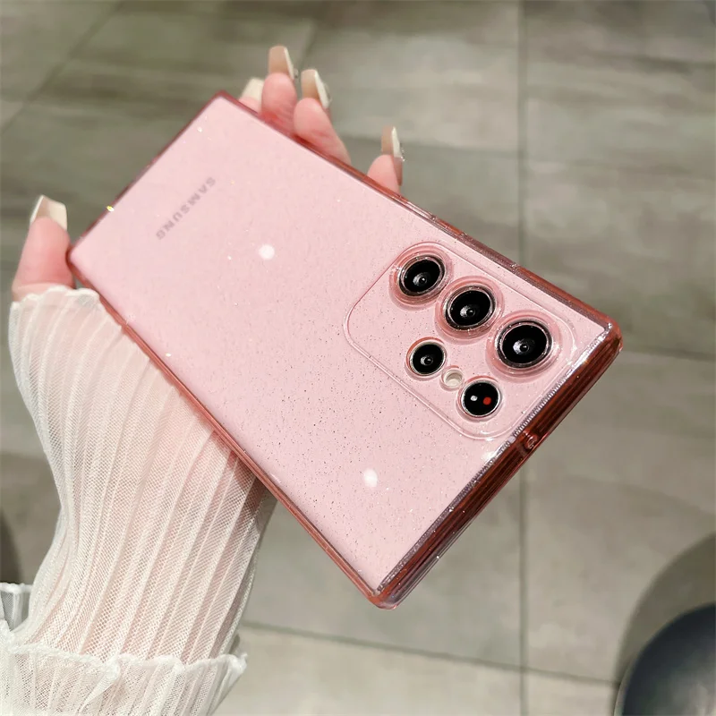 Роскошный прозрачный противоударный Блестящий жидкий мягкий чехол для Samsung S20 S21