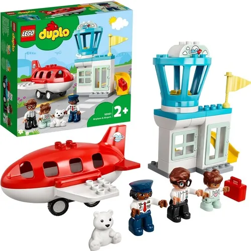 Оригинальный игровой Набор LEGO DUPLO 10961 для городского самолета и аэропорта для креативных малышей, отличный подарок, 28 шт. на возраст 2 + Строит...
