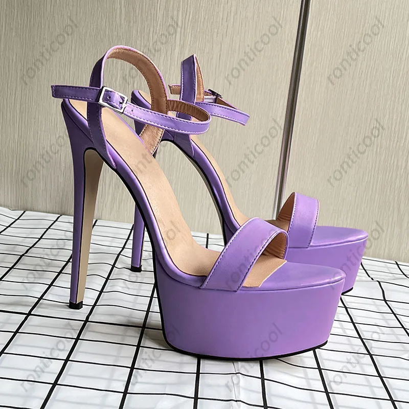 Сандалии Ronticool женские на шпильках ПУ кожа матовые пикантные Туфли с круглым