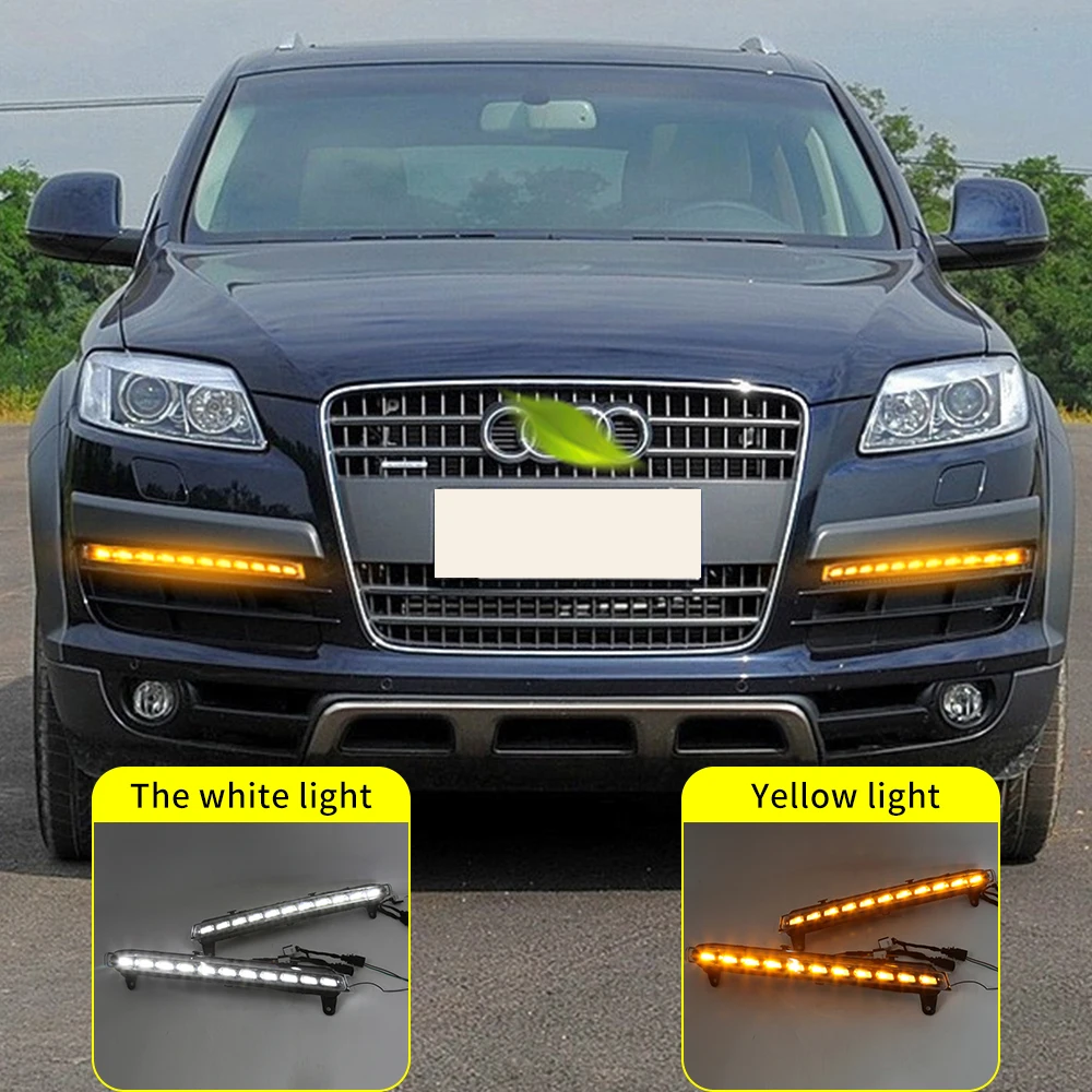 

2 шт. для Audi Q7 4L 2005-2009 Желтый Функция указателя поворота Автомобильный DRL Водонепроницаемый 12 В светодиодный дневный ходовой свет Противотуманная лампа