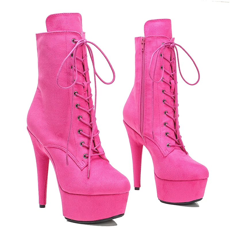Leecabe 15CM/6inches  High Heel platform Boots closed toe Pole Dance boot