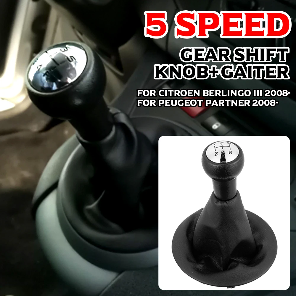 

Car Gear Shift Knob Lever Shifter Stick Gaiter Boot Cover PU Leather For Citroen Berlingo III MK3 For Peugeot Partner 2008-2021