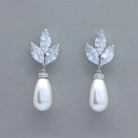 new 2022 luxury fashion exquisite water drop pearl zircon earrings for women girl jewelry gift