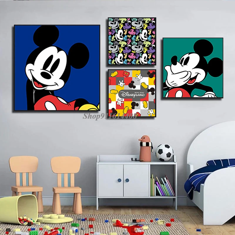 

Аниме плакаты Disney Микки Маус Настенный декор Детская комната настенные картины гостиная домашний декор холст живопись художественная печать плакат