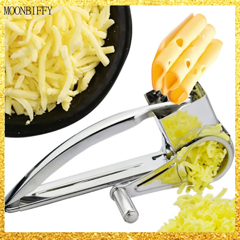 

Stainless Steel Cheese Grater Hand-cranked Rotary Cheese Grater Cheese Slicer Shredder Butter Cutter Household Kitchen Gadgets