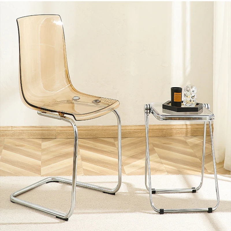 

Transparent Chair Fashion Minimalist Chair Metal Foot Back Net Red Chair Office Chair Kitchen Modern Kids Restaurant Single Seat