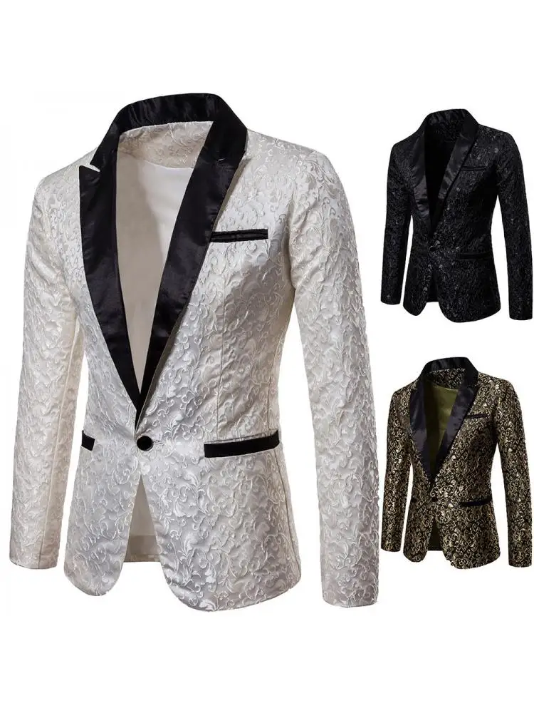 

2023 Foreign Trade New Men's Color-matching Suit European-size Casual Suit Jacket Large Body Jacquard Performance Jacket For Men