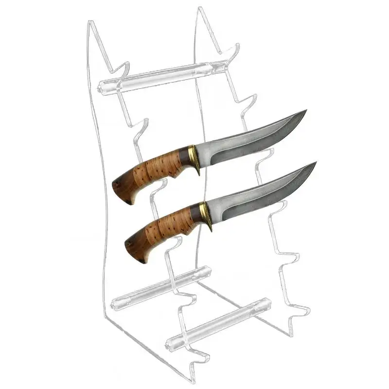 

Transparent Display Stand Acrylic Knives Holder Transparent Storage 6 Tiers Knives Rack With Smooth Surfaces Space Saving For
