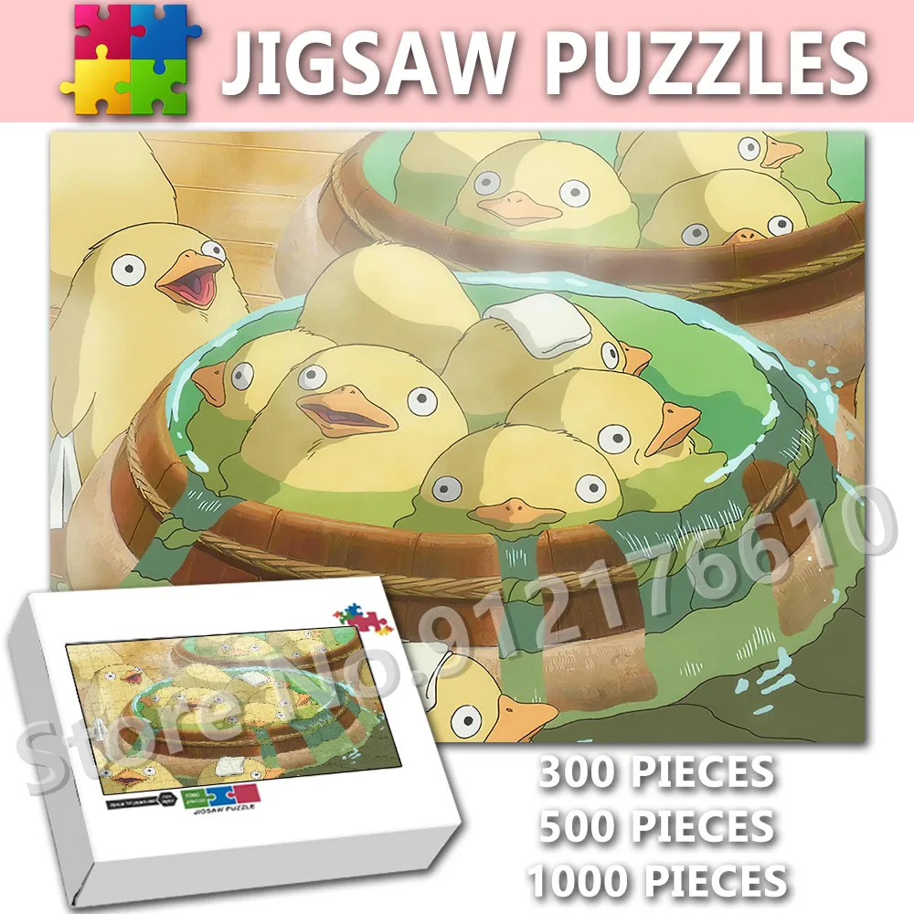 

Duck Shower Cartoon Jigsaw Puzzle 300/500/1000 Pieces Anime Yellow Duck Bath Assembled Puzzle for Adult Educational Toys Gifts
