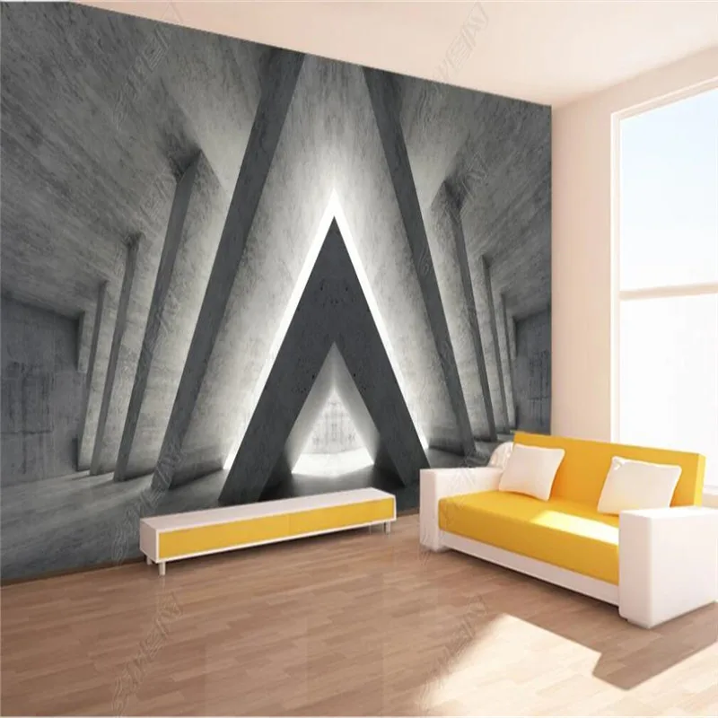 Ретро ностальгические геометрические абстрактные серые обои 3D декор для