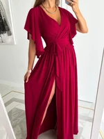 summer butterfly sleeve pleated casualdresses for women elegant v neck sashes high waist vintagedress female holiday party dress