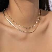ailodo fashion pearl choker necklace for women gold silver color snake chain party wedding necklace minimalist jewelry girl gift