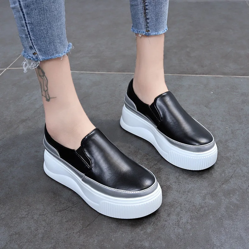 

Women Slip on Loafers Ladies Sewing Platform Vulcanized Shoes Woman PU Leather Fashion Casual Footwear Female Comfort Shoe 2022