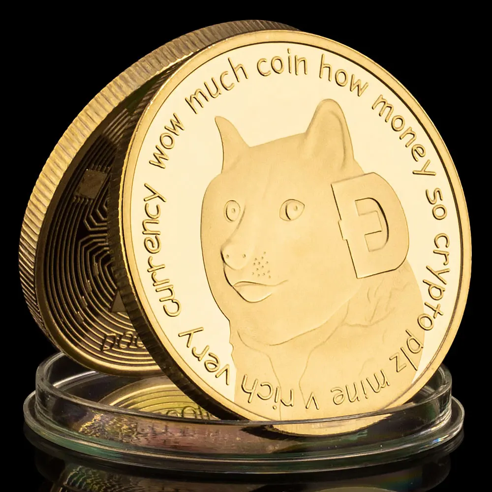 Фото Коллекционная позолоченная сувенирная криптовалюта Dogecoin, монета физической криптовалюты, памятная монета без валюты №1