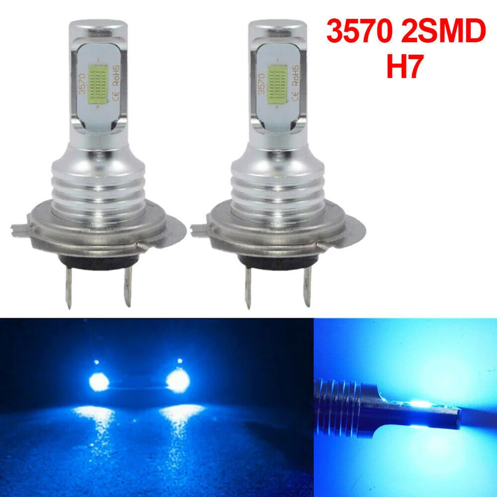

2pcs H7 3570 2SMD LED Headlight Bulb Kit High Or Low Beam 6000K Ice Blue Lights Car Accessories High Quality Fog Lights