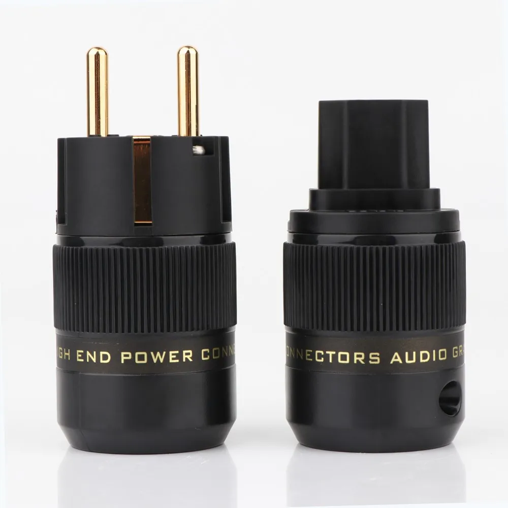 

Hight Quality EUR Schuko EU Power Plug IEC Connector plug Male Female Power Plug 24K Gold plated Rhodium silver Plated HIFI diy