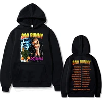 hip hop singer bad bunny portrait graphic print hoodie mens hoodies men women casual cotton oversized sweatshirt man streetwear