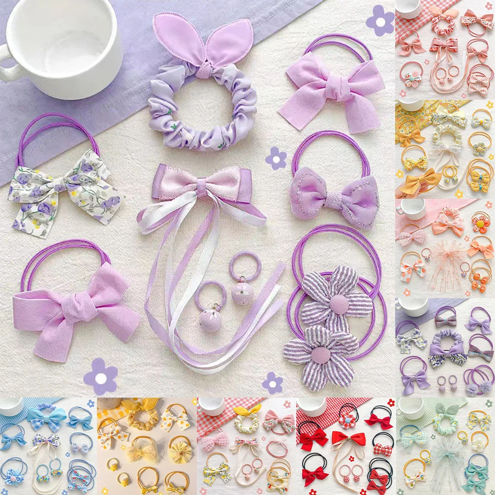 

Милые эластичные повязки для волос с бантом карамельных цветов, 10 шт., резинка для волос для девочек, держатель для конского хвоста, Мультяшн...