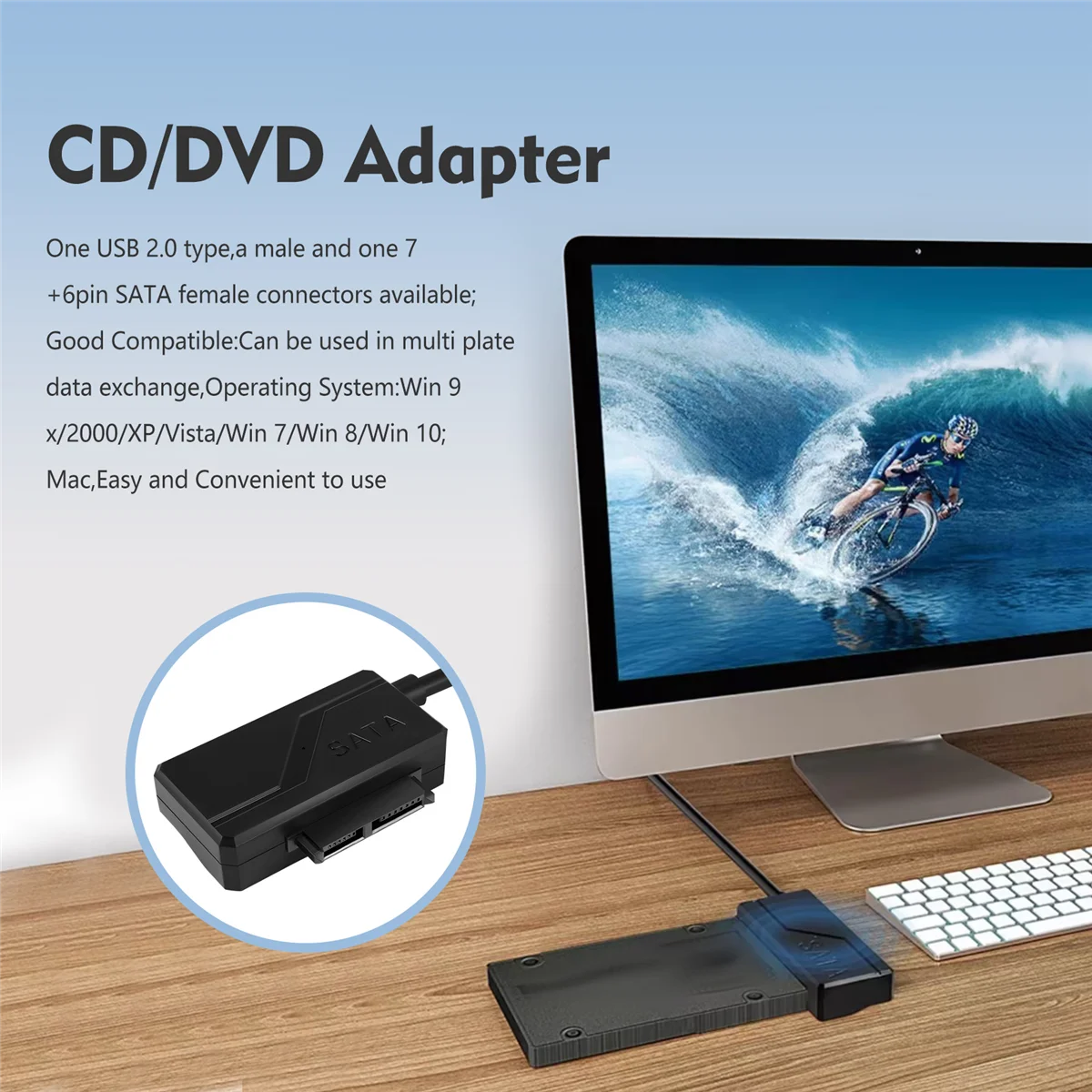 USB 2.0 к Mini Sata II 7 + 6 13-контактный адаптер-конвертер для ноутбука CD/DVD ROM Slimline Drive