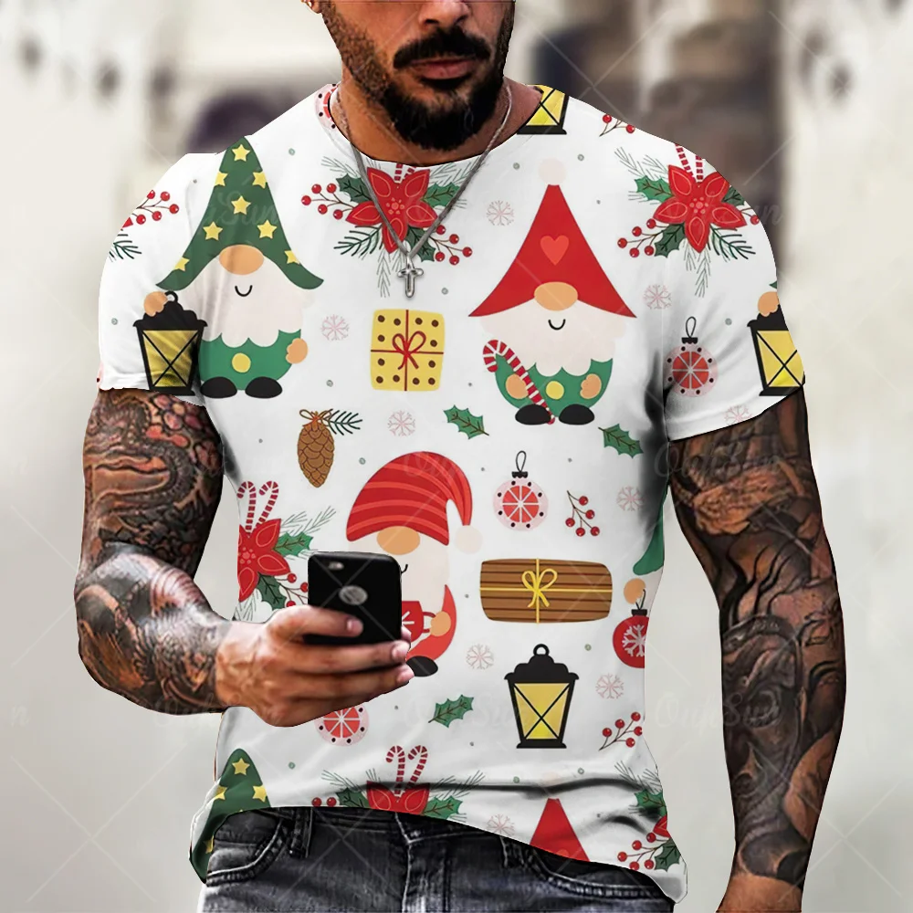 

Santa Claus Print T Shirt For Men Christmas New Year Harajuku Streetwear Fashion O-neck Short Sleeve Tops Oversized T-shirts 6XL