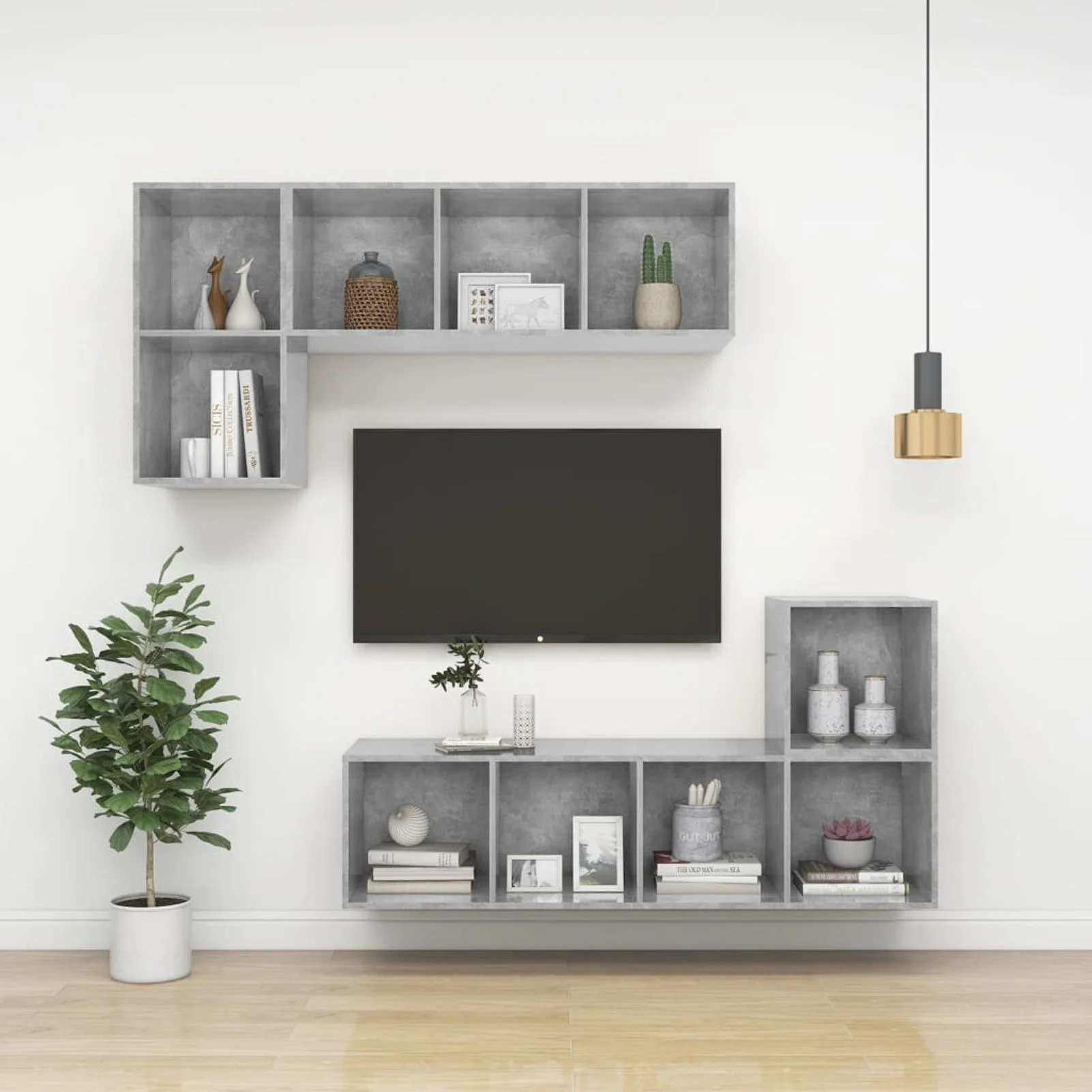 

Wall Cabinets 2 pcs Concrete Gray 14.6"x14.6"x14.6" Chipboard