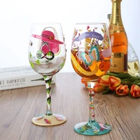 1pcs christmas colored glass mugs crystal red wine glasses goblet birthday gifts wedding supplies glasses wine glasses graffiti