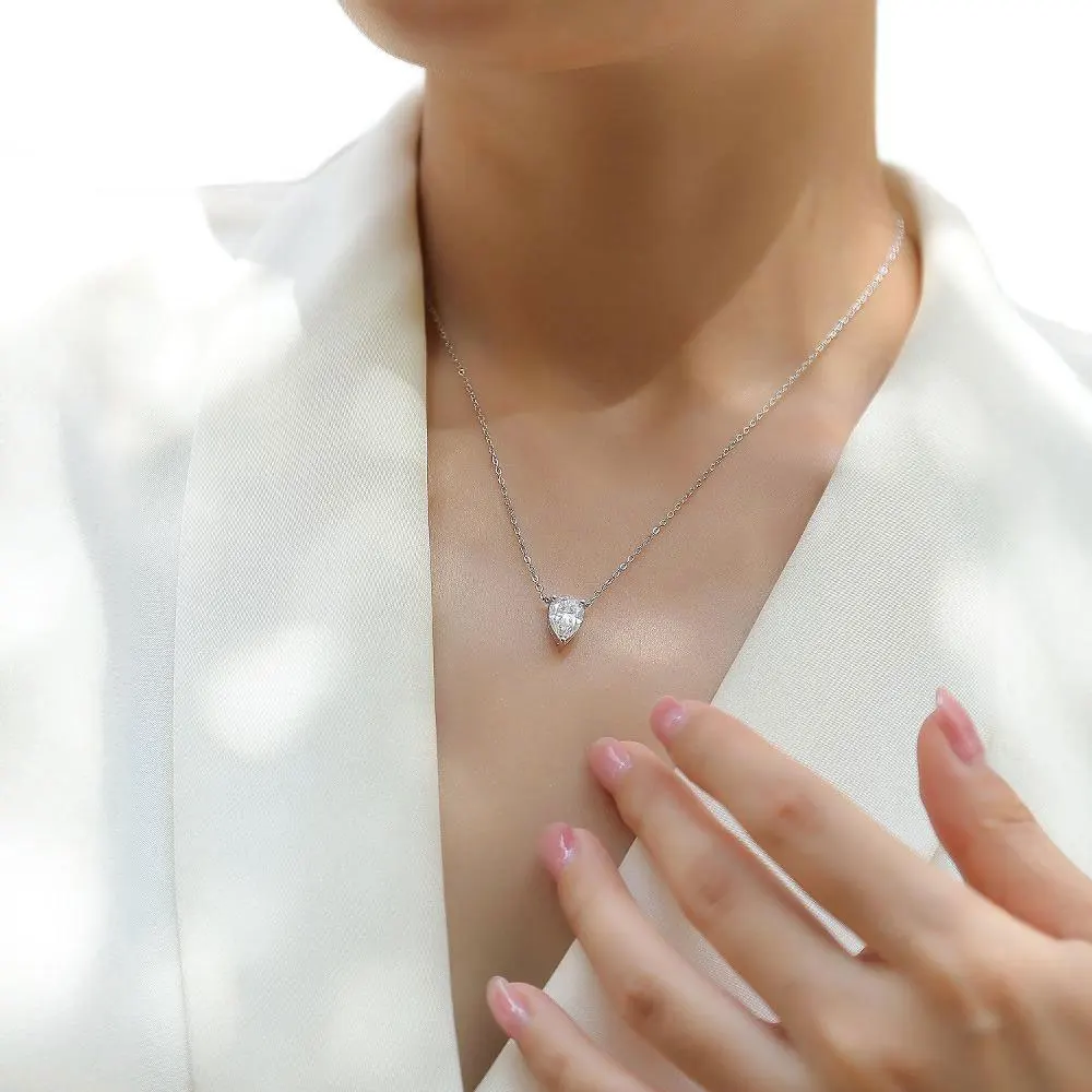 KNOBSPIN груша муассанит ожерелье с подвеской GRA сертифицированный 7*10 мм бриллиант