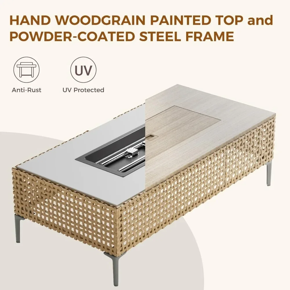 Набор мебели для патио из 9 предметов с 47-дюймовым огнеупорным столом уличный