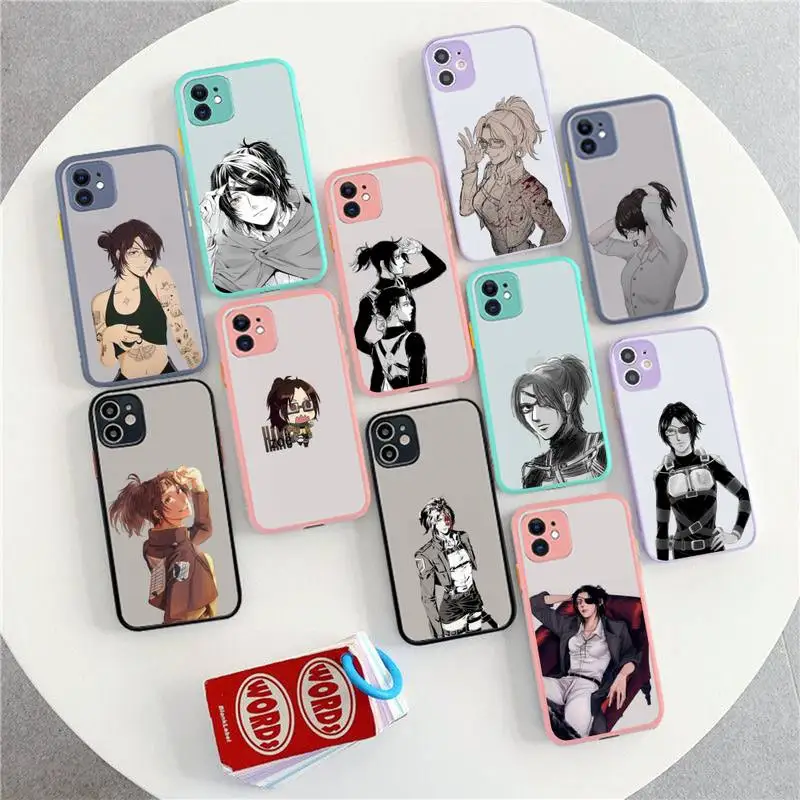 

FHNBLJ Anime attack on Titan Hange Zoe Phone Case for iPhone X XR XS 7 8 Plus 11 12 13 pro MAX 13mini Matte Shockproof Case