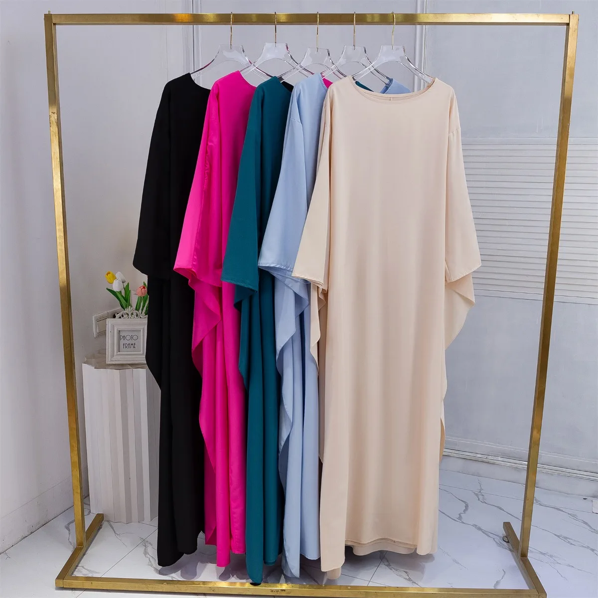 Элегантное мусульманское женское платье Jilbab Abaya свободного размера из