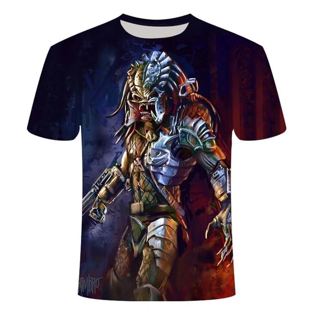 

Harajuku casual men's 3D T-shirt, Prometheus men's shirt, profiled predator print summer loose comfortable T-shirt, couple T-shirt
