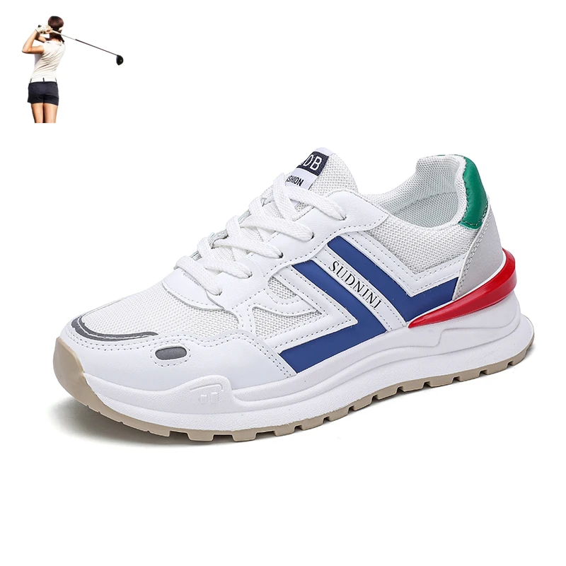 

New Ladies Golf Shoes Breathable Women Casual Golf Shoes Blue Grey Golfing Shoes Girls Outdoor Training Walking Sneakers