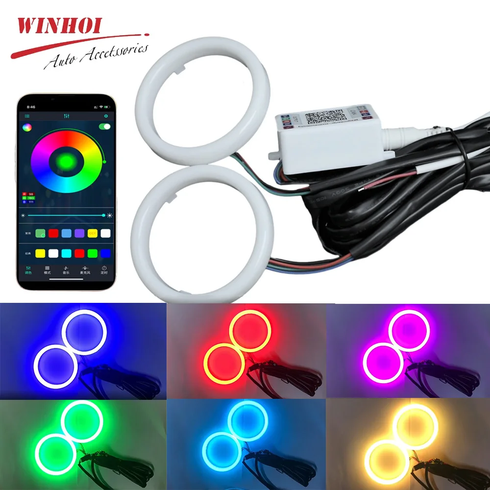 

60 мм 70 мм 80 мм 90 мм 100 мм 110 мм 120 мм Автомобильные ангельские глазки RGB Хлопковые кольца Halo 12-24 В Светодиодные фары Drl Мотоцикл Moto Angel Eye