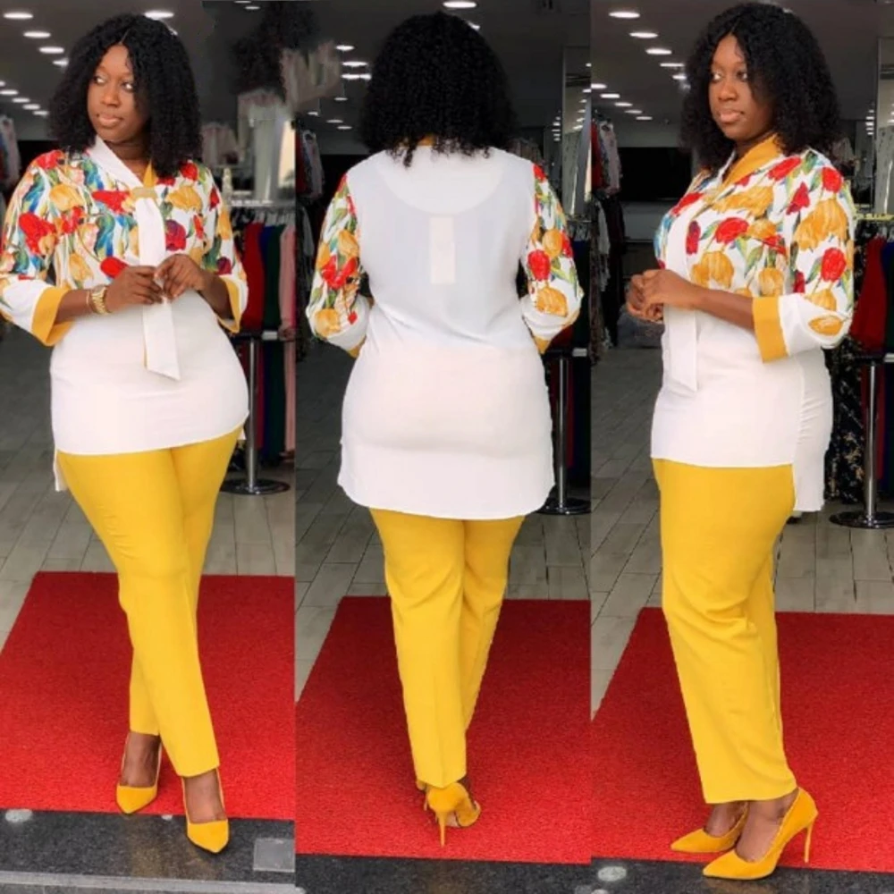 

2 Piece Sets African Sets For Women 2021 New African Print Elastic Bazin Baggy Pants Rock Style Dashiki Famous Suit Lady Outfits