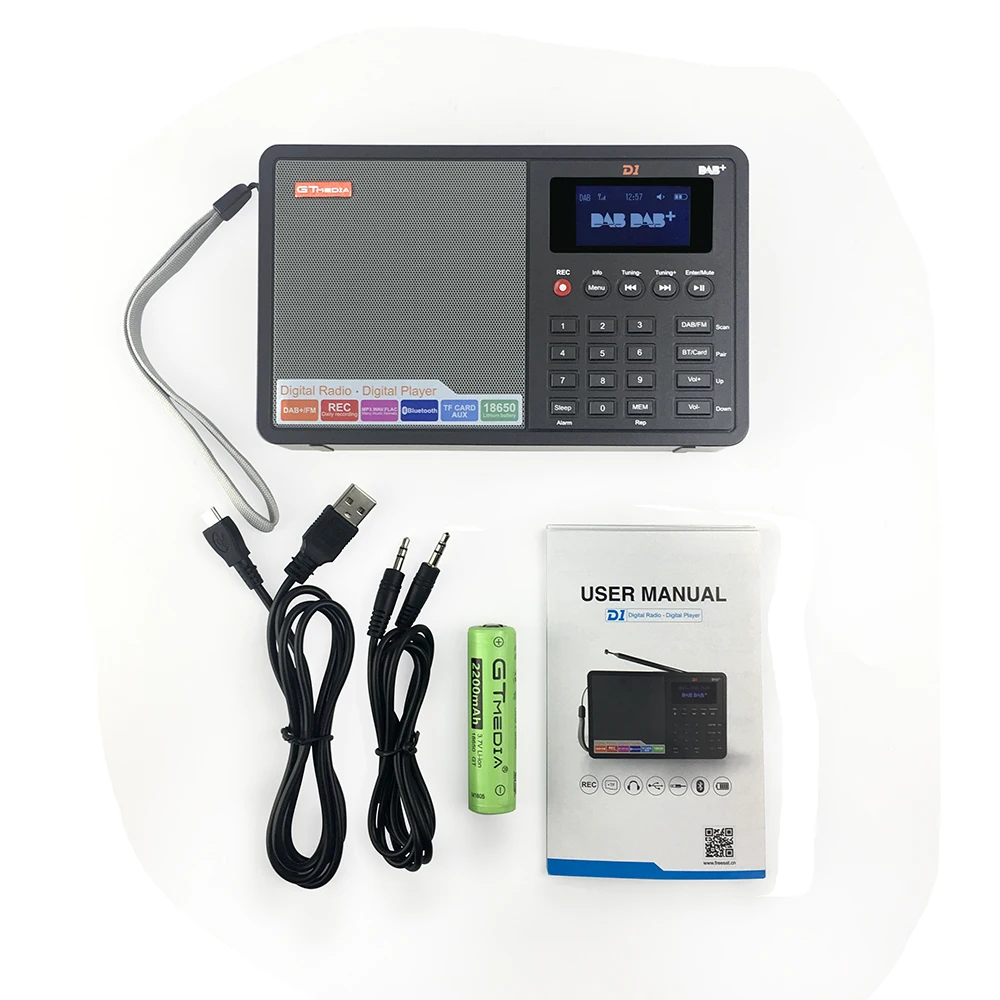 Radio GTMEDIA D1 Portable DAB Digital Bluetooth Speaker AUX IN TF Card Slot MP3 Player Recording Clock Alarm Sleep Timer images - 6