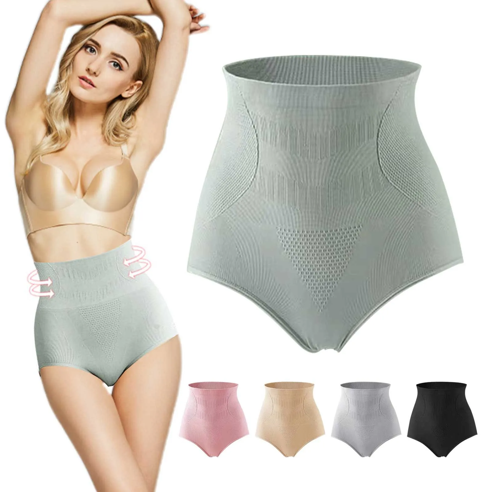 

Honeycomb Seamless Women's Panties High Waist Flat Belly Panties Solid Comfort Briefs Hip Lift Body Shaping Underwear Plus Size